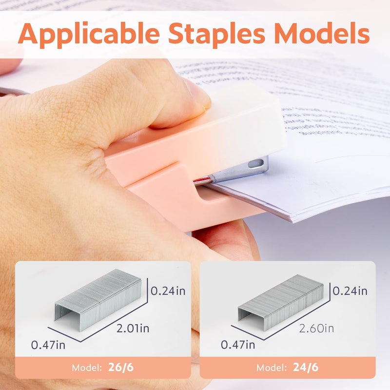 NUSIGN Mini Stapler with 830 Staples, Small Cute Desk Staplers, 25 Sheet Capacity, Pink-White Gradient - Image 3